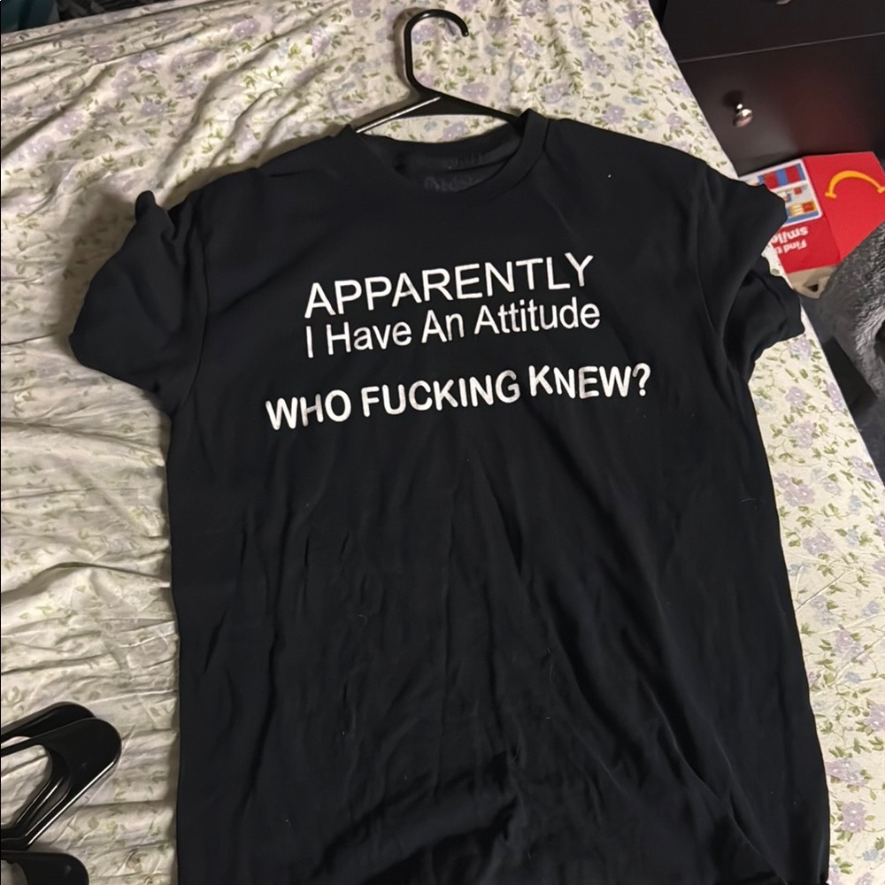 Spencer's Black Short Sleeve Tee with Humorous Print